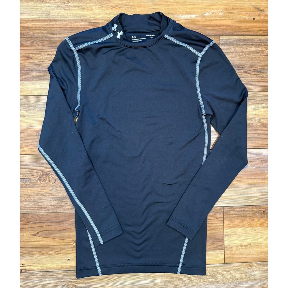 Under Armour ColdGear Compression Shirt Mens Small Black Long Sleeve Mock Neck